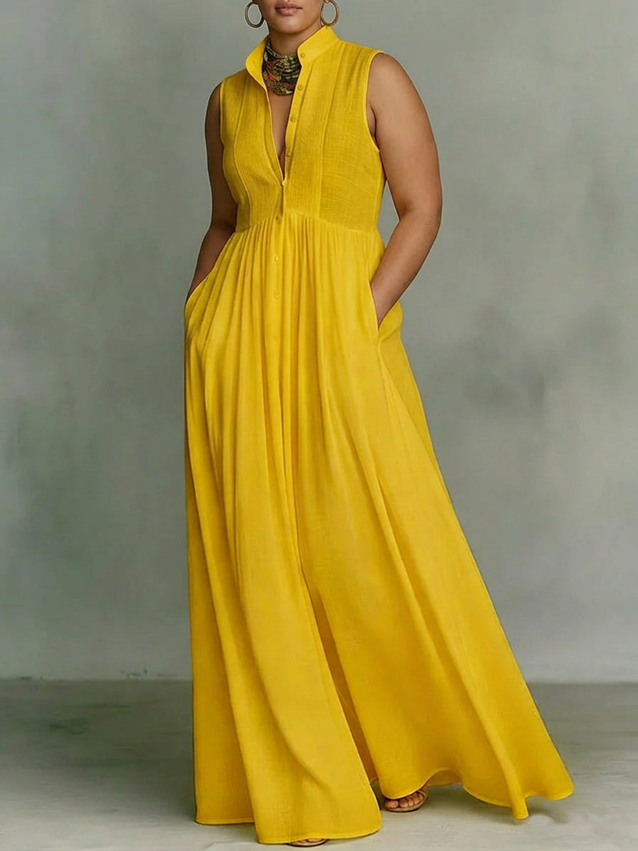 Amélie French Dress: Elegant Ribbon-Tie Charm - Plus size model