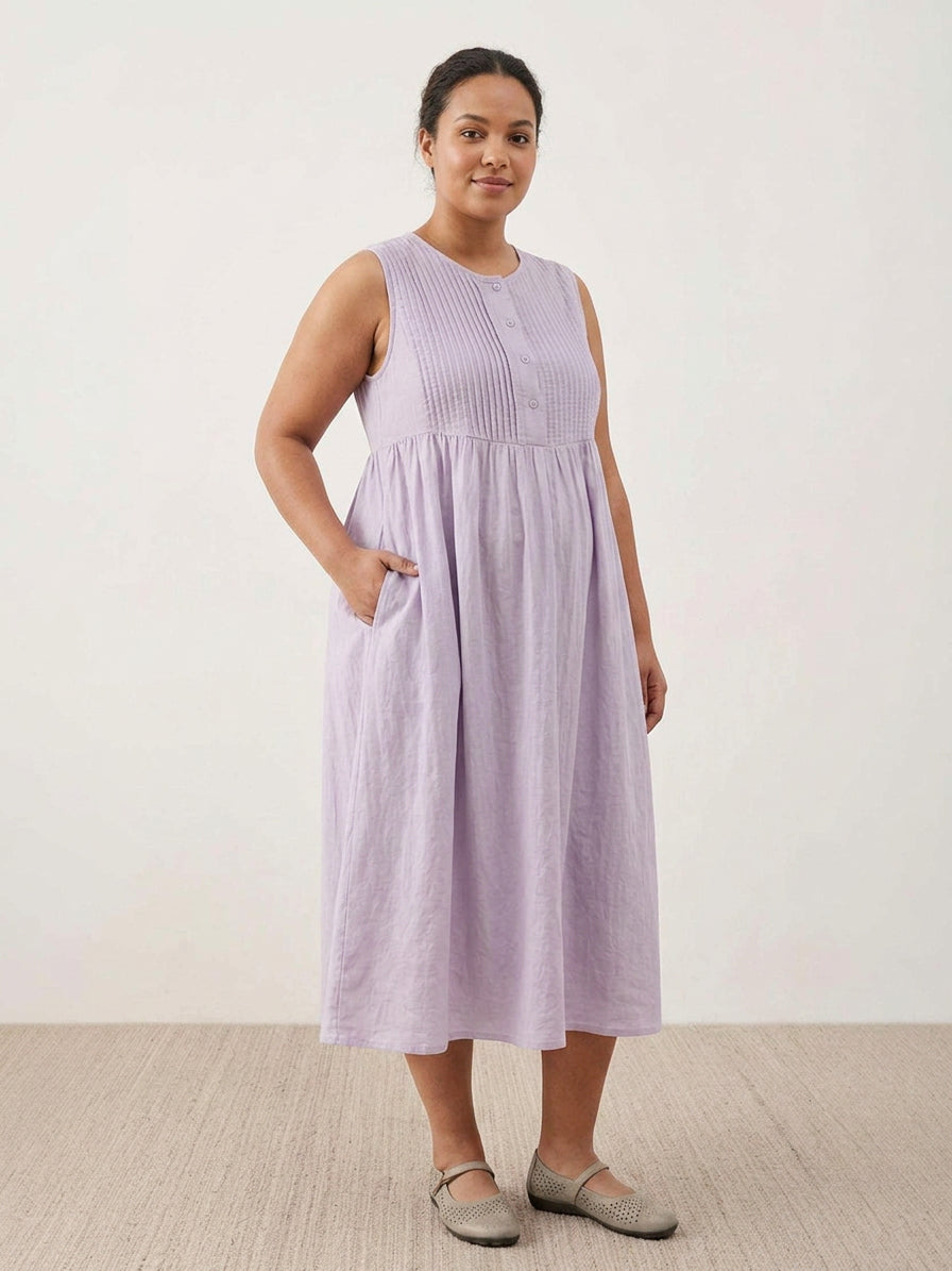 Addison - Cotton Linen Midi Dress - Plus size model