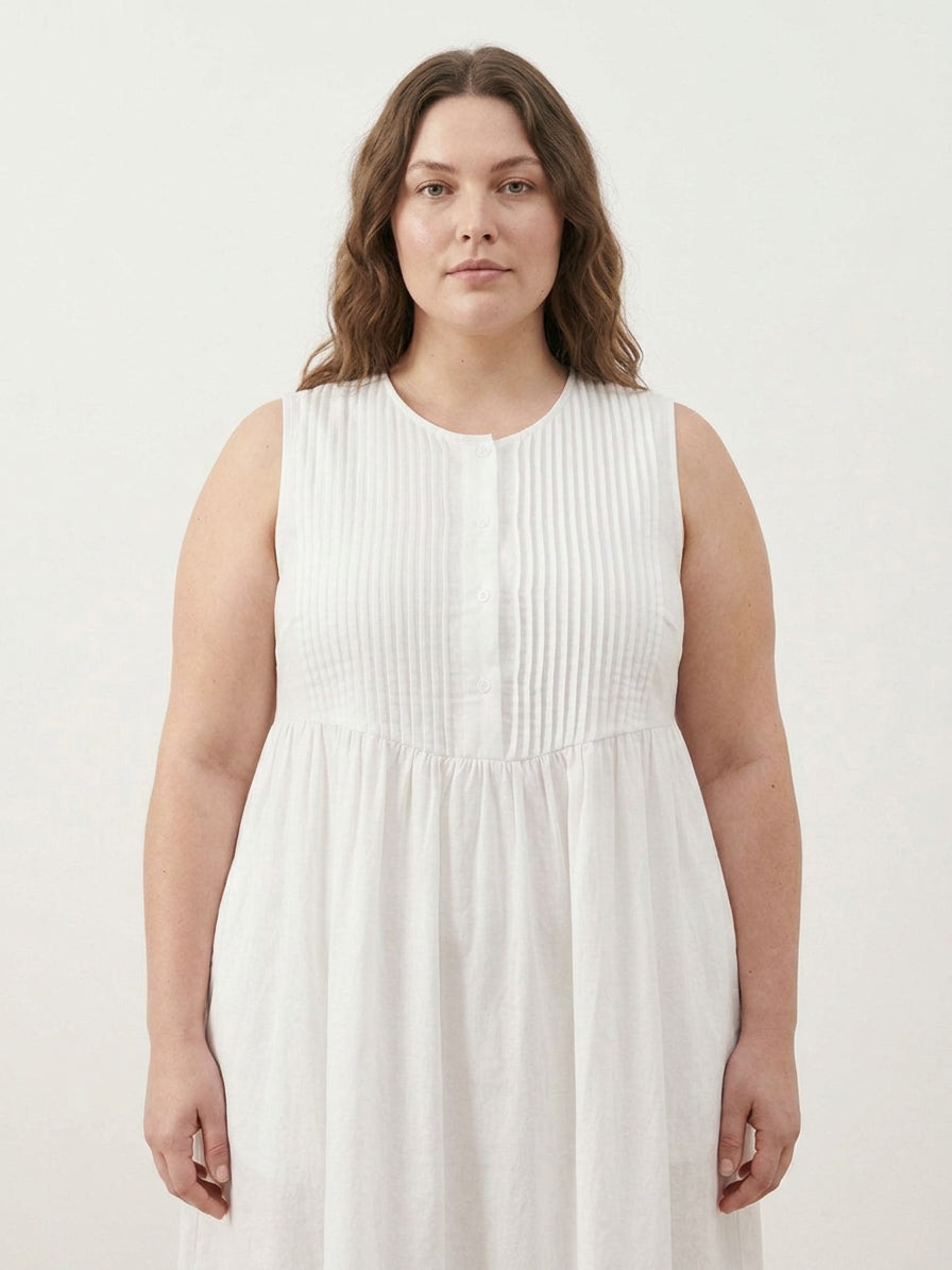 Addison - Cotton Linen Midi Dress - Plus size model