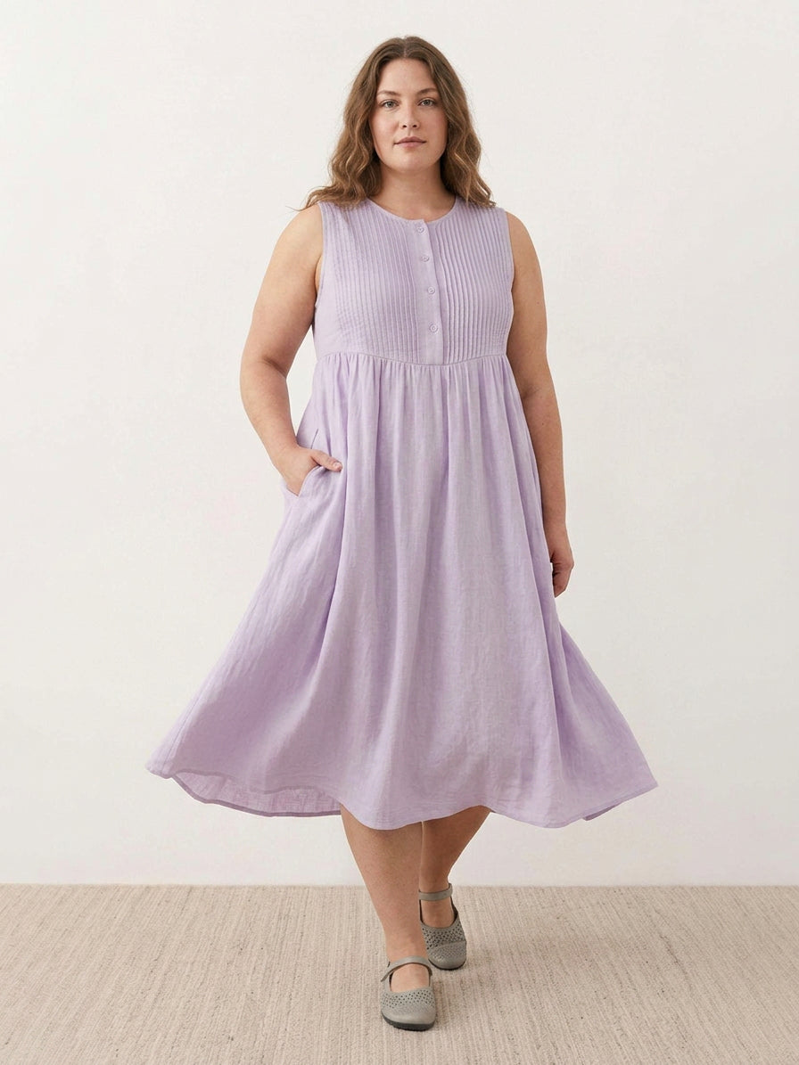 Addison - Cotton Linen Midi Dress - Plus size model