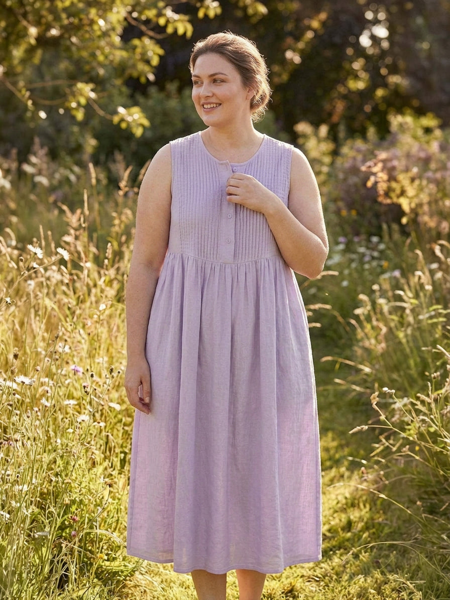 Addison - Cotton Linen Midi Dress - Plus size model