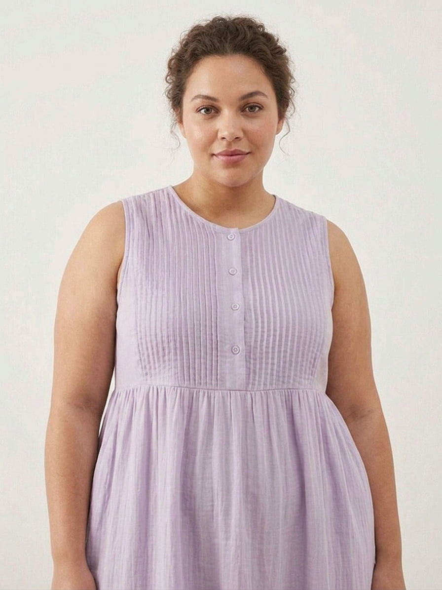 Addison - Cotton Linen Midi Dress - Plus size model