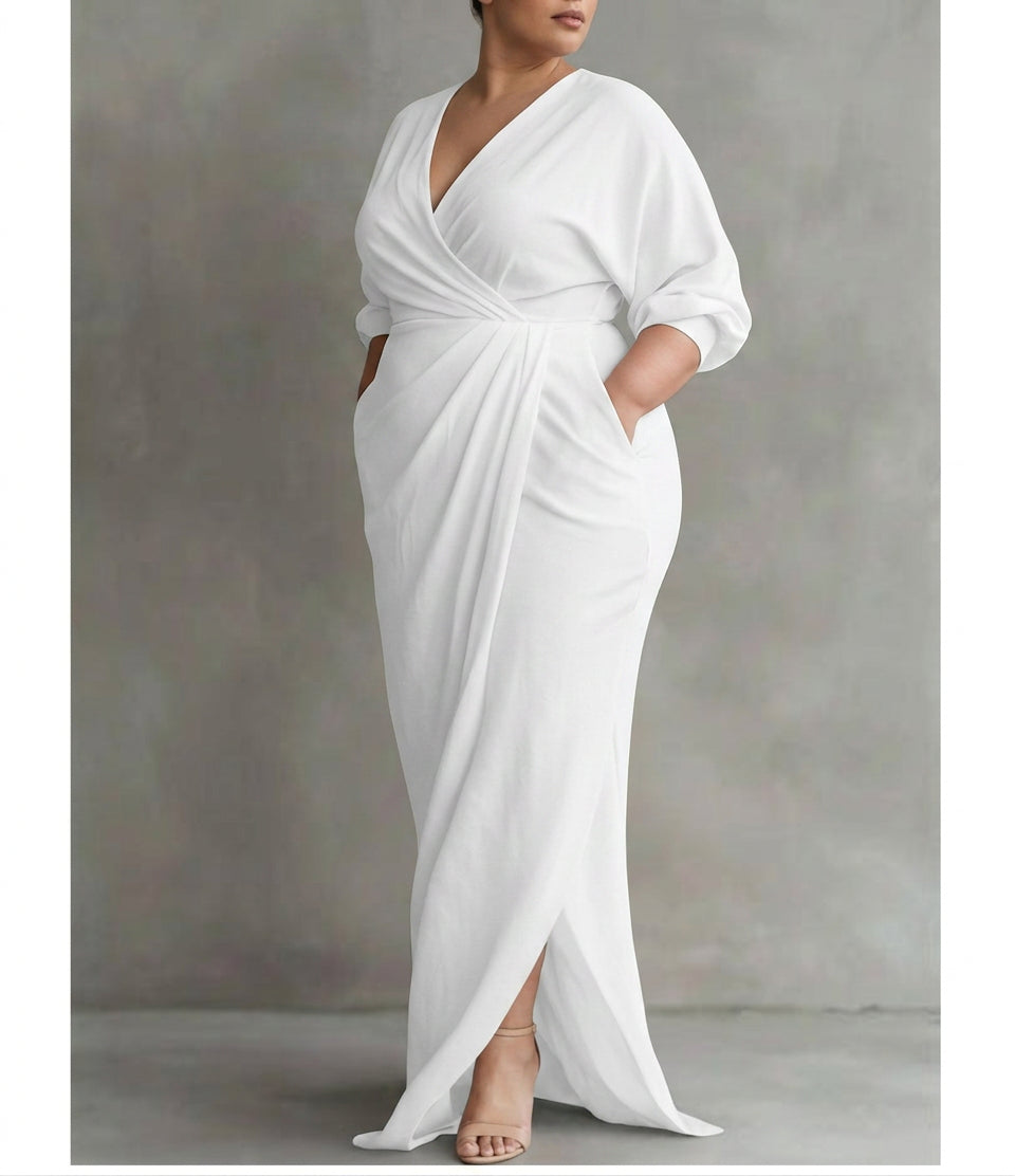 Valentina Waist-Cinching Dress: Elegant Feminine Silhouette - Plus size model