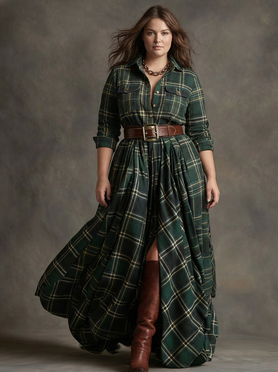 Mireline | Classic Button-Up Shirt Dress - Plus size model