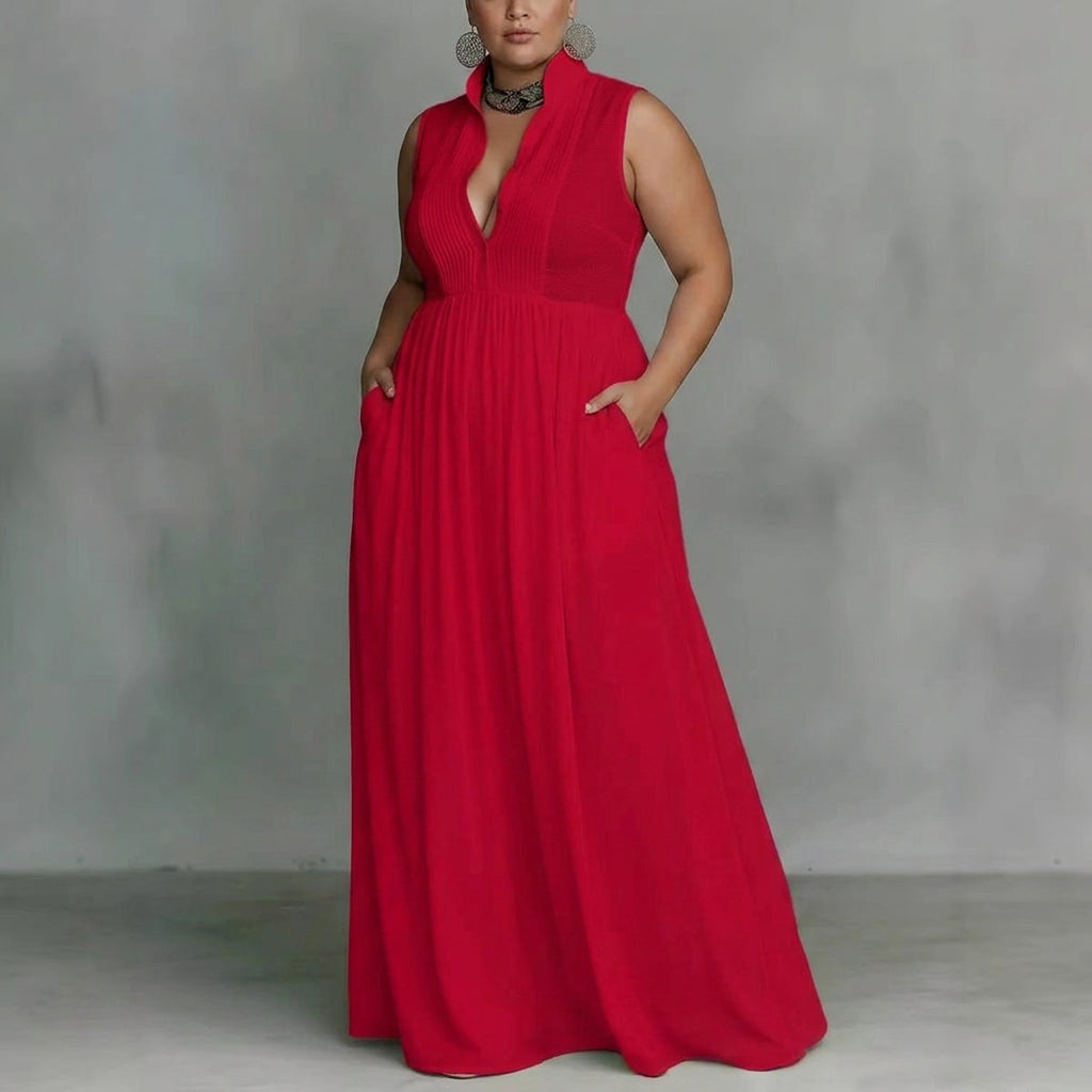 Amélie French Dress: Elegant Ribbon-Tie Charm - Plus size model