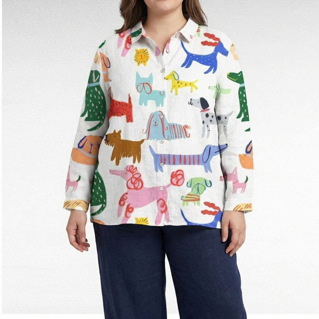 Constance | Elegant Linen Summer Blouse - Plus size model