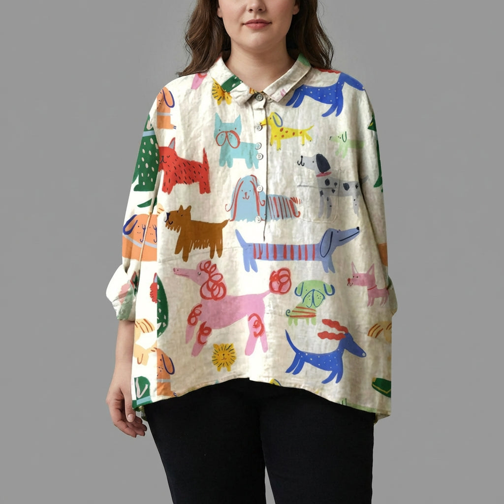 Amélie | Elegant linen summer blouse - Plus size model