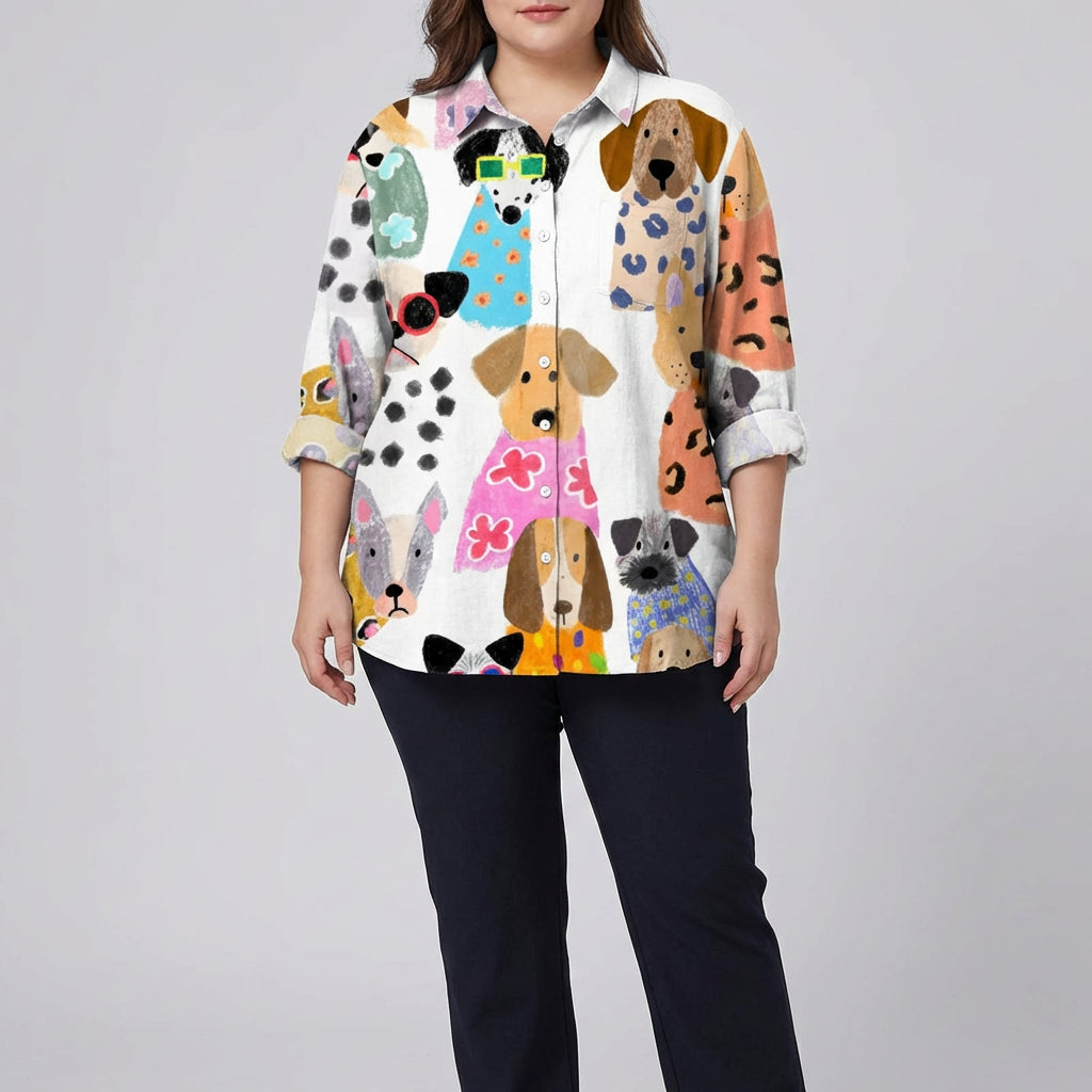 Amélie | Elegant linen summer blouse - Plus size model