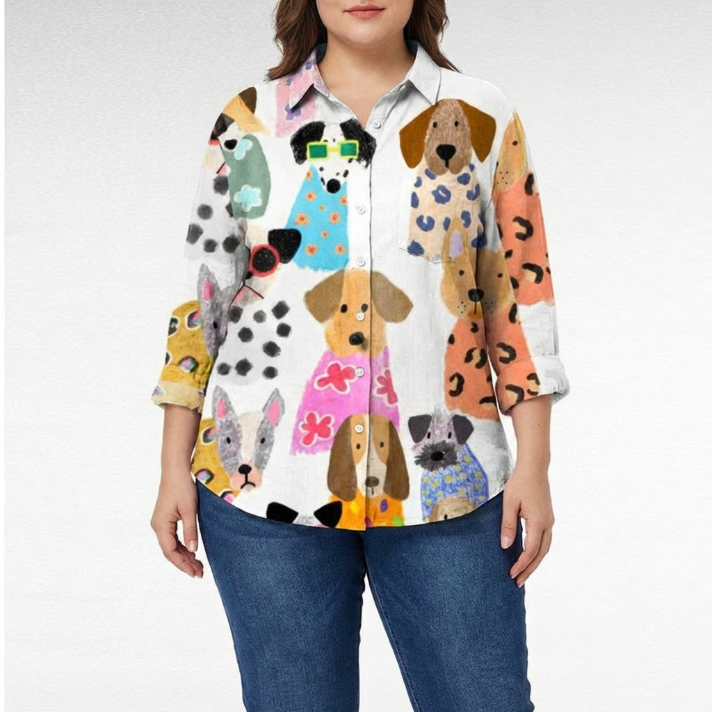 Constance | Elegant Linen Summer Blouse - Plus size model