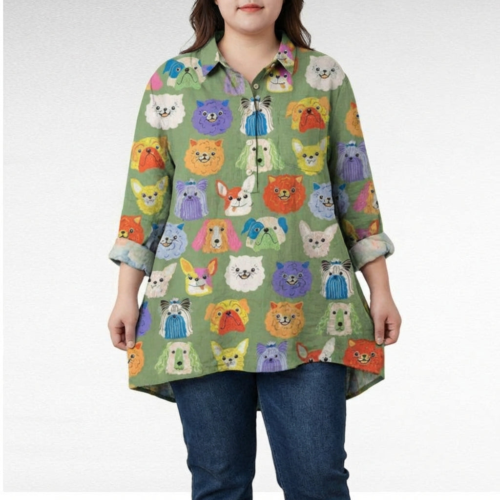 Amélie | Elegant linen summer blouse - Plus size model