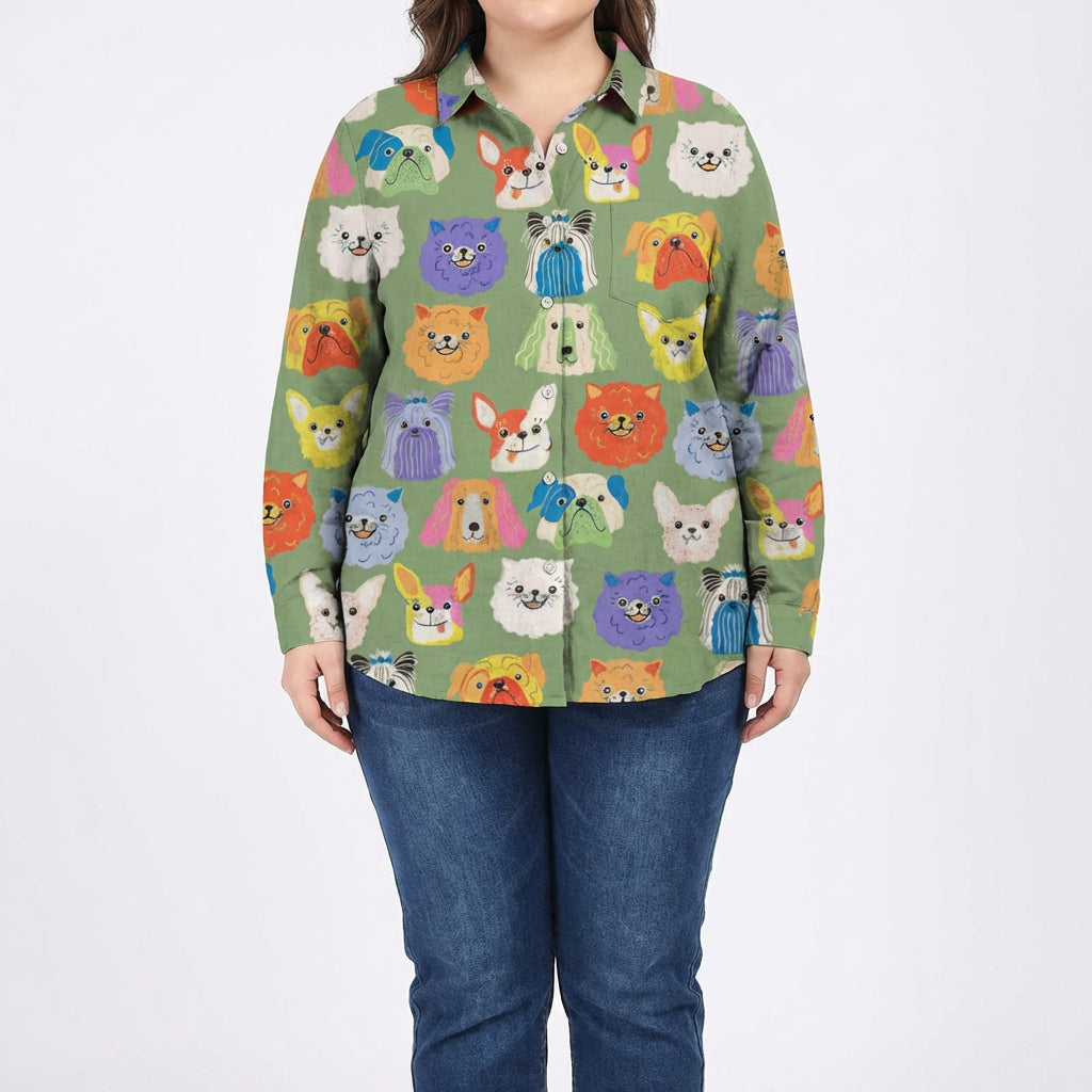Constance | Elegant Linen Summer Blouse - Plus size model
