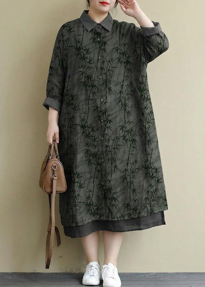 Sienna - Red Linen Shirt Dress Casual Oversize Spring Maxi Dresses - Plus size model