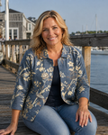 Beverly | Painted Bird Print Relaxed Open Shirt - Plus size model