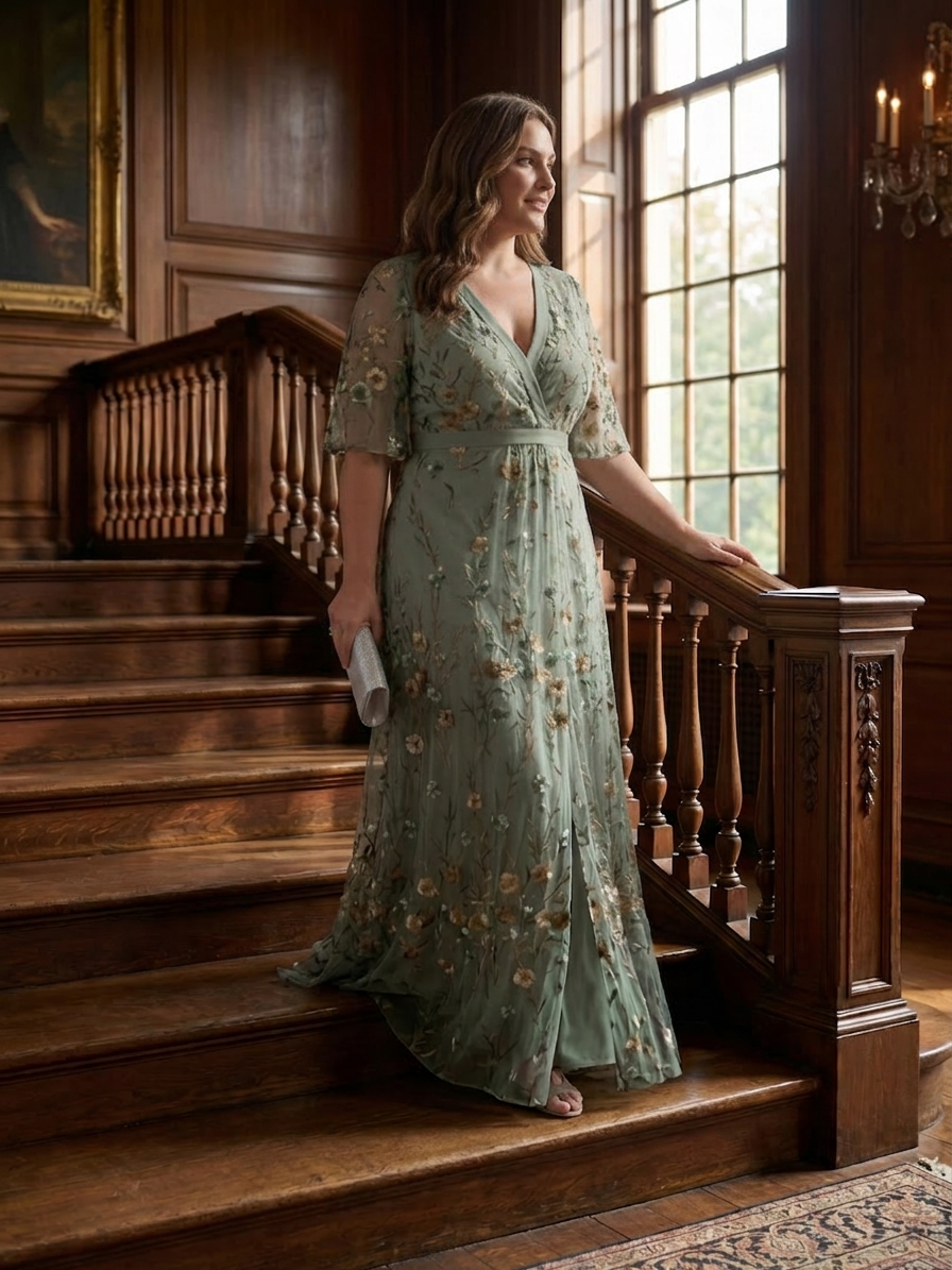 Selora | Halter Bloom Flow Maxi Dress - Plus size model