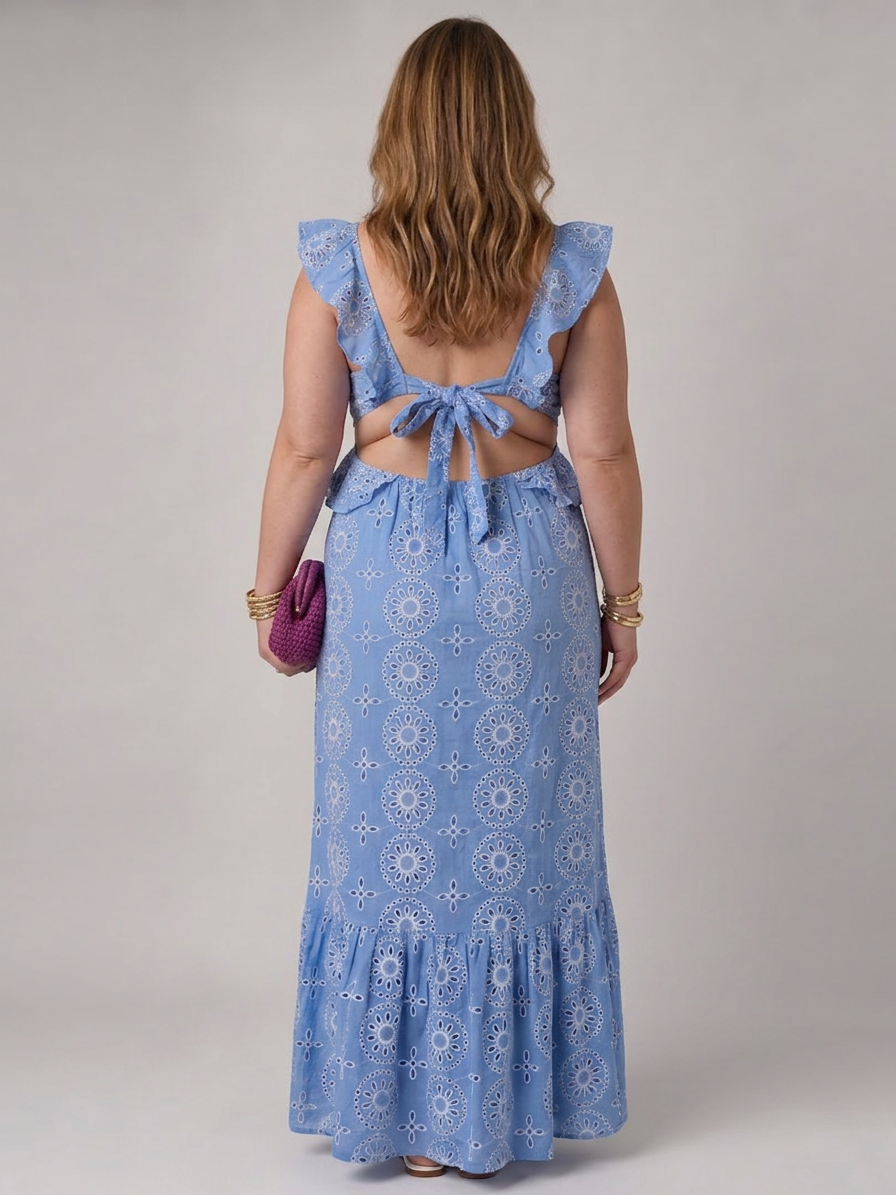 Alure | Sleeveless Ruffle Detail Midi Dress - Plus size model