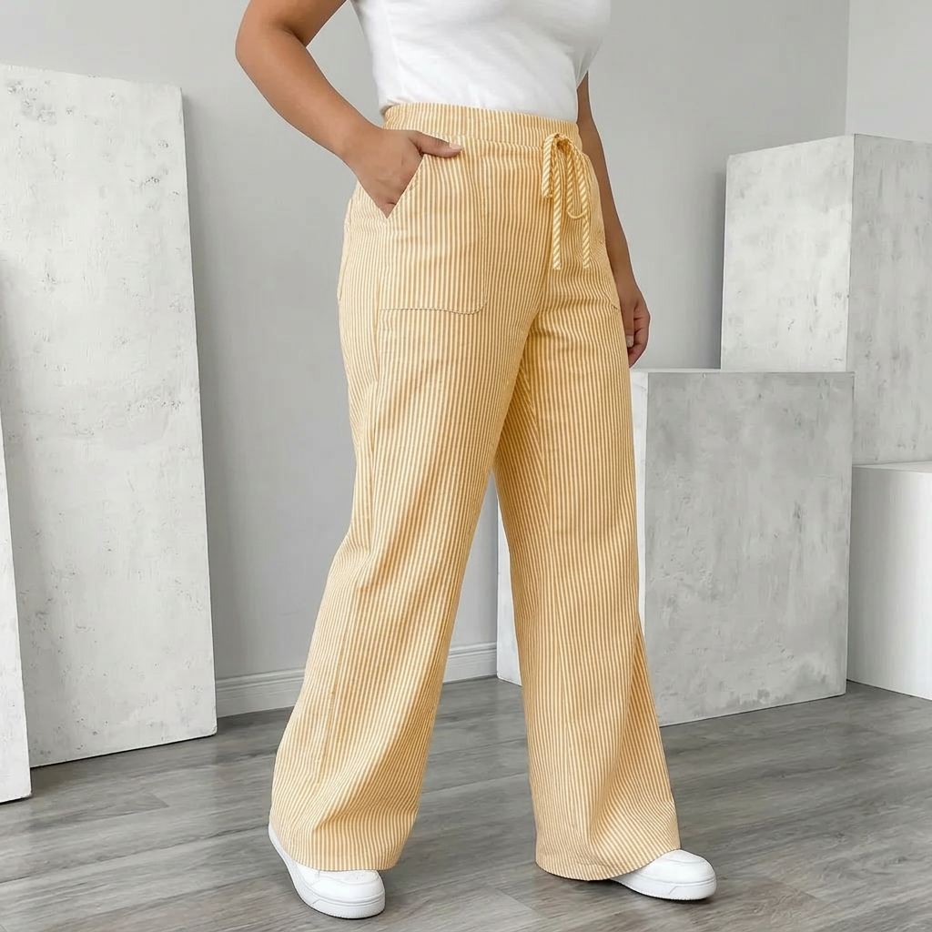 Amber | Striped Pant With Pockets - Plus size model
