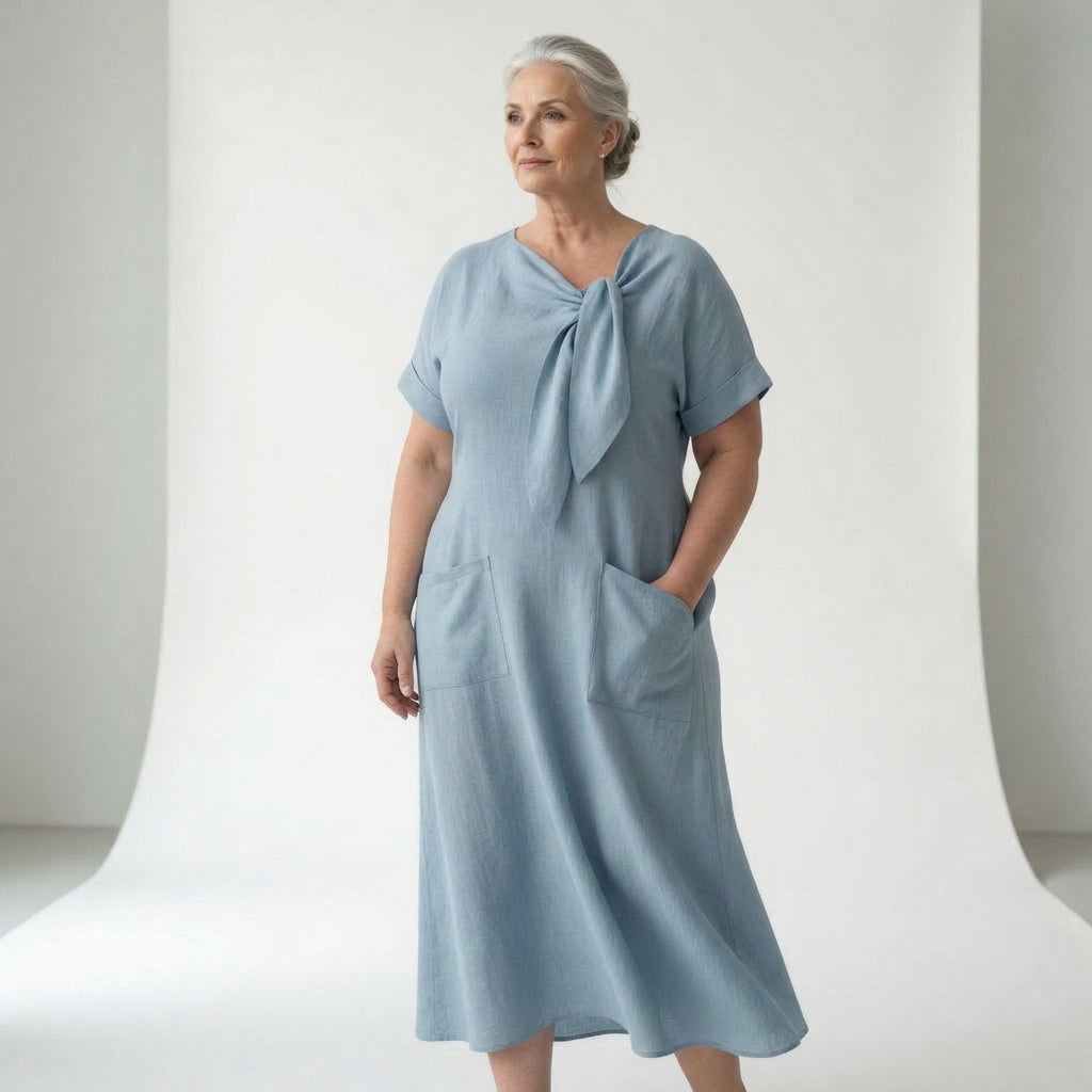 Mireille™ — Flowing Cotton Summer Dress - Plus size model