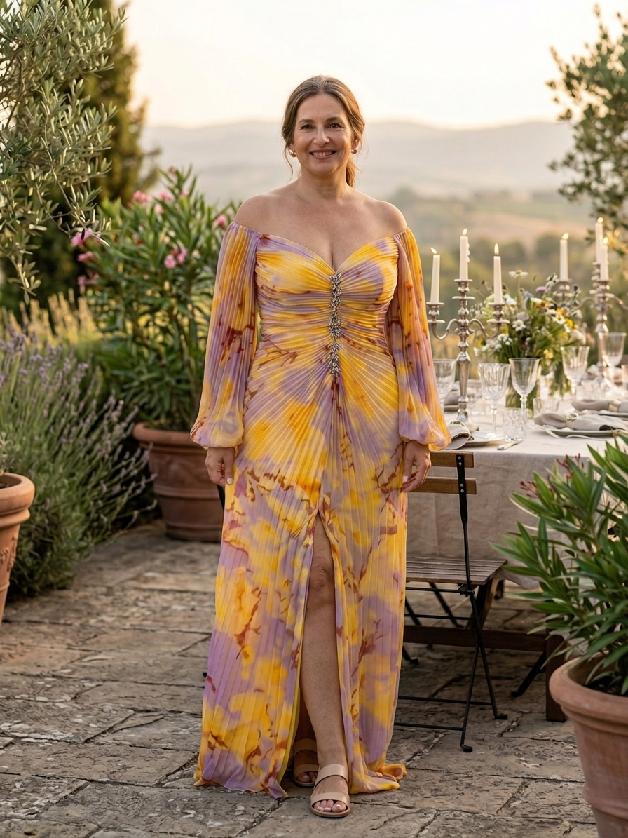 Liza - Elegant Dress with V-Neck - Plus size model