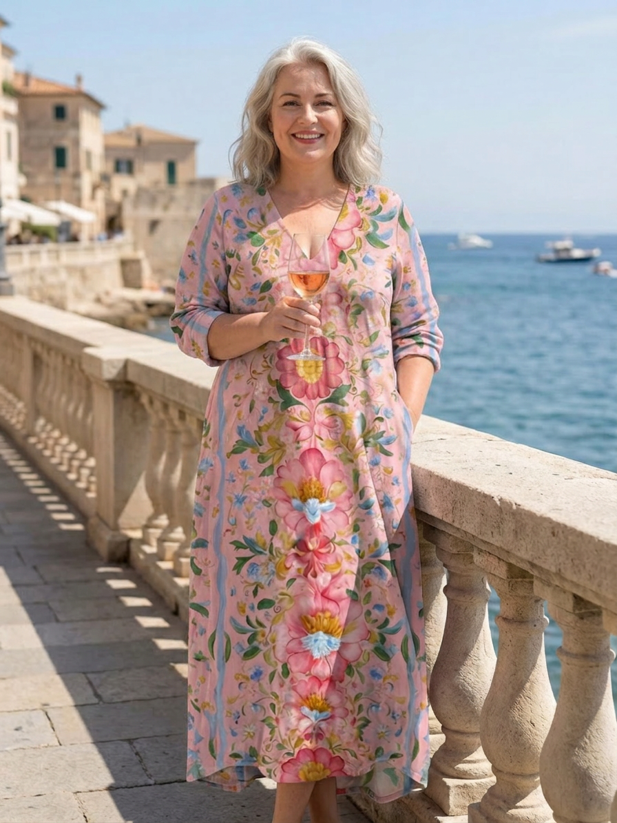 Julien | Light Form Floral Midi Dress - Plus size model