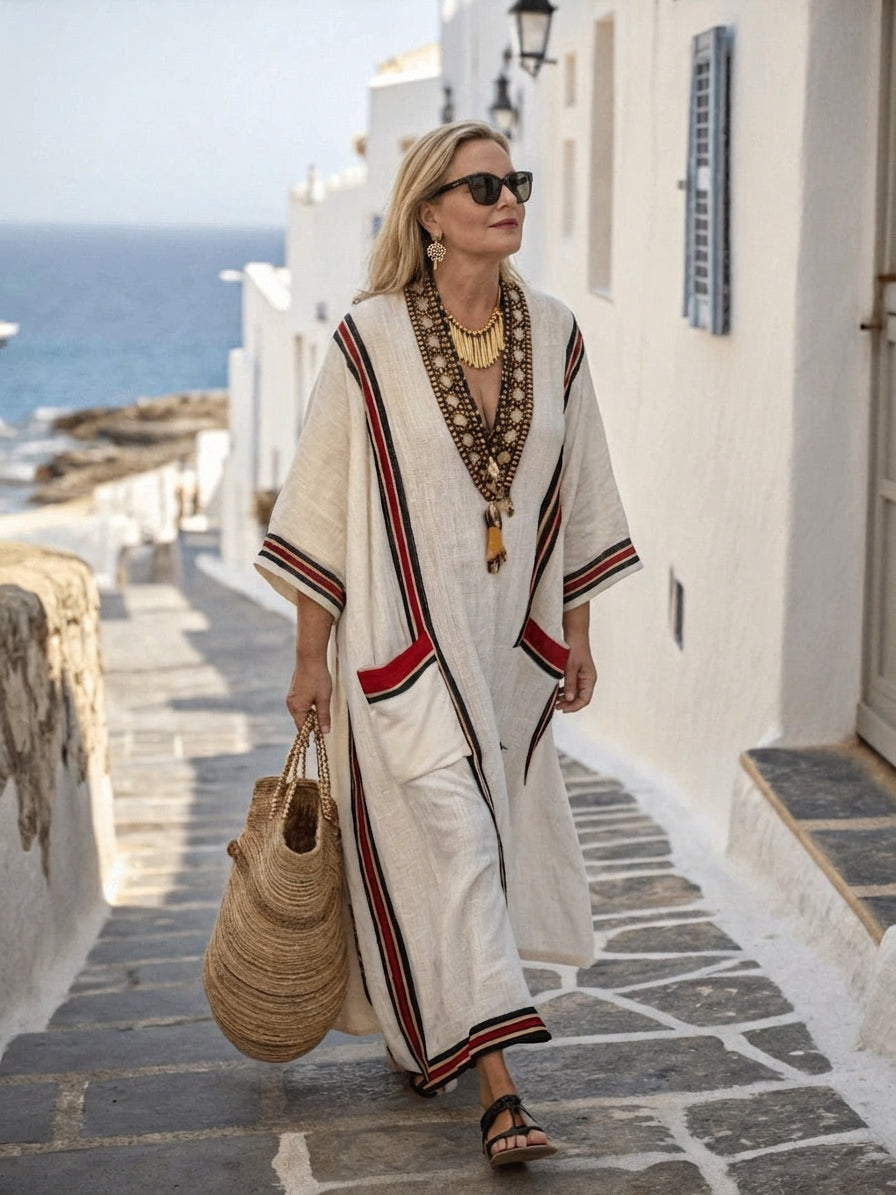 Isabella | Elegant Boho Coastal Maxi Dress - Plus size model