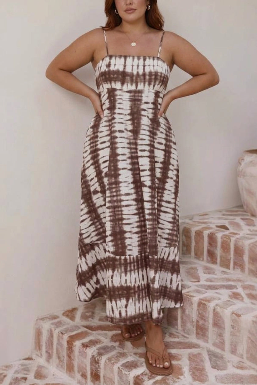 Charlee - Linen-Style Tie-Dye Cami Maxi Dress - Plus size model
