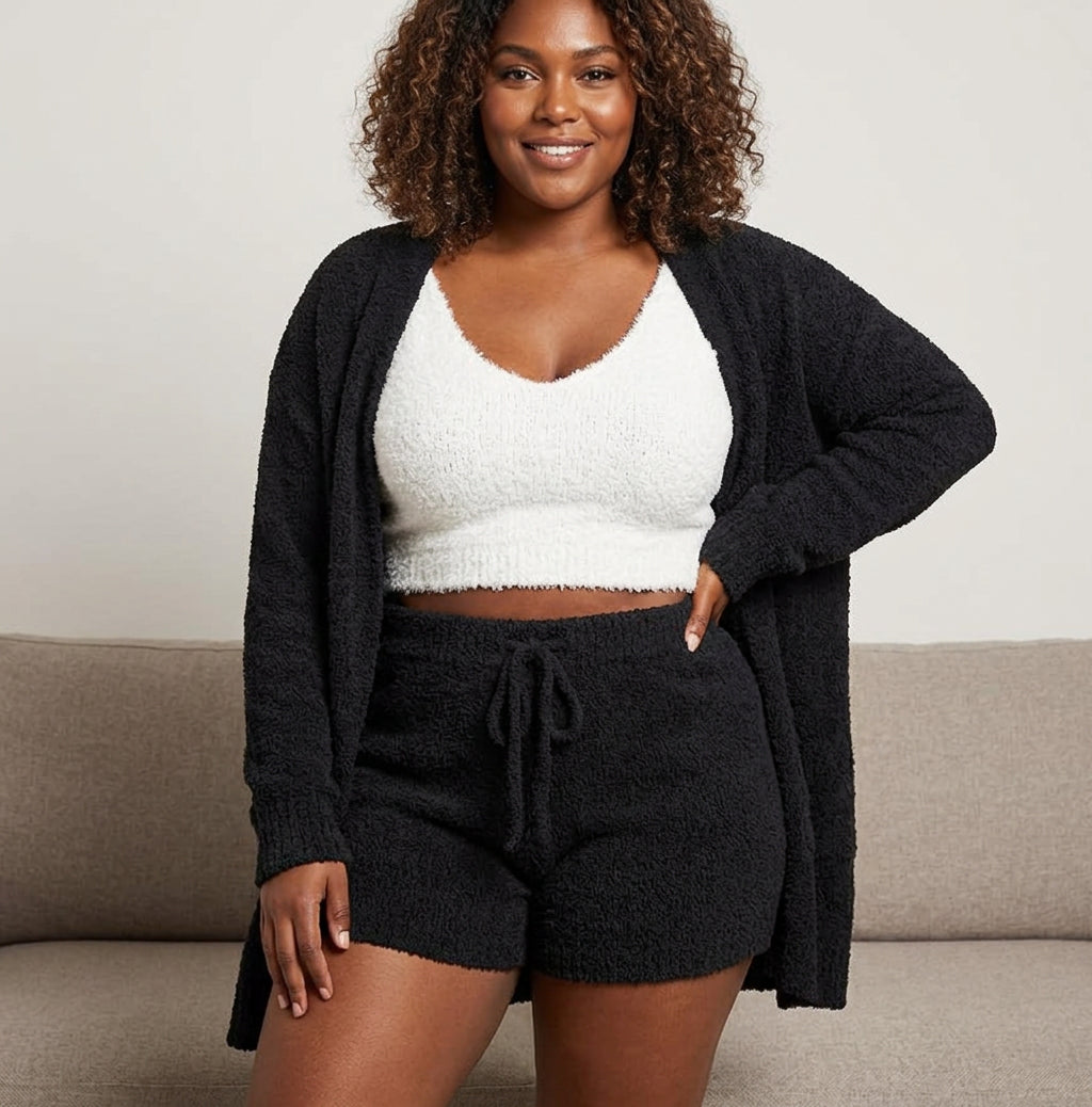 Cozy Plush 3-Piece Lounge Set - Plus size model