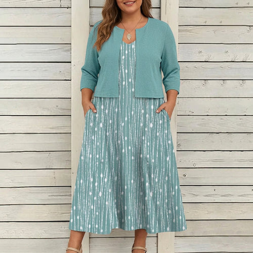 Addison - Floral Dress Two-Piece Set - Plus size model