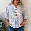 Aria | Vintage Floral Print Blouse - Plus size model