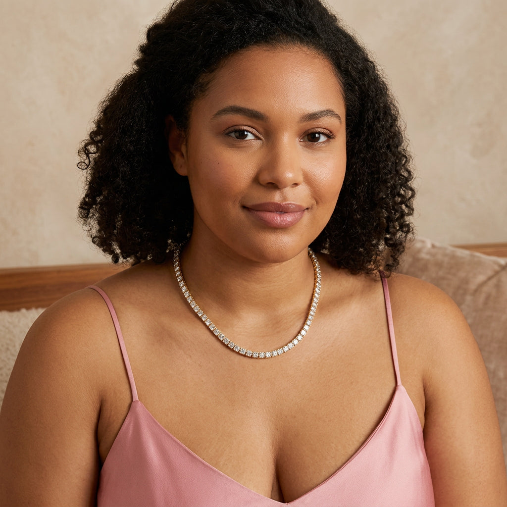 Tennis Necklace | Gold - Plus size model