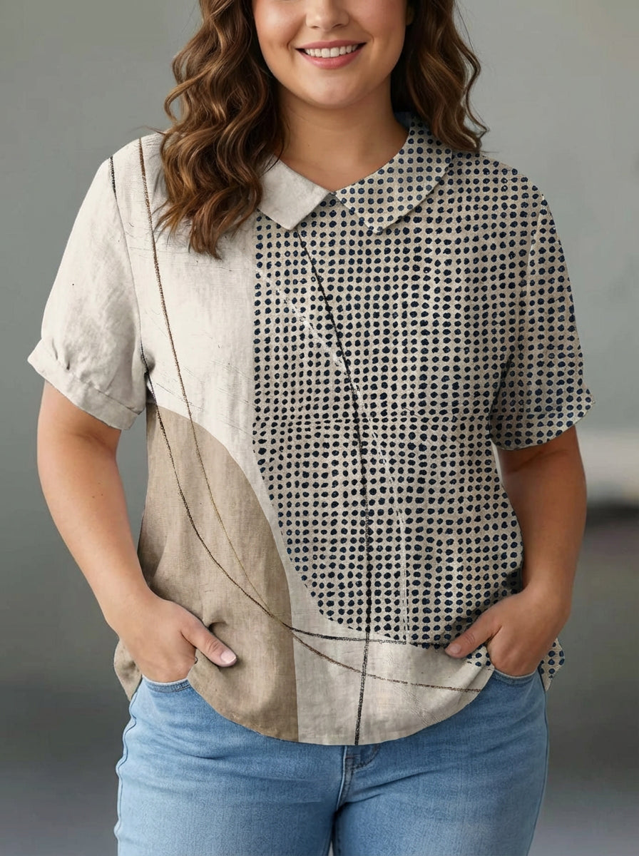 Lana | Shirt with Abstract Dots and Lines - Plus size model