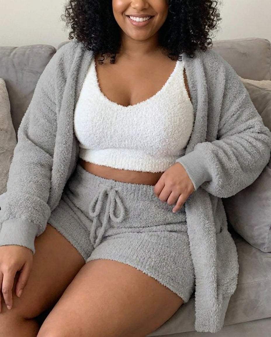 Cozy Plush 3-Piece Lounge Set - Plus size model