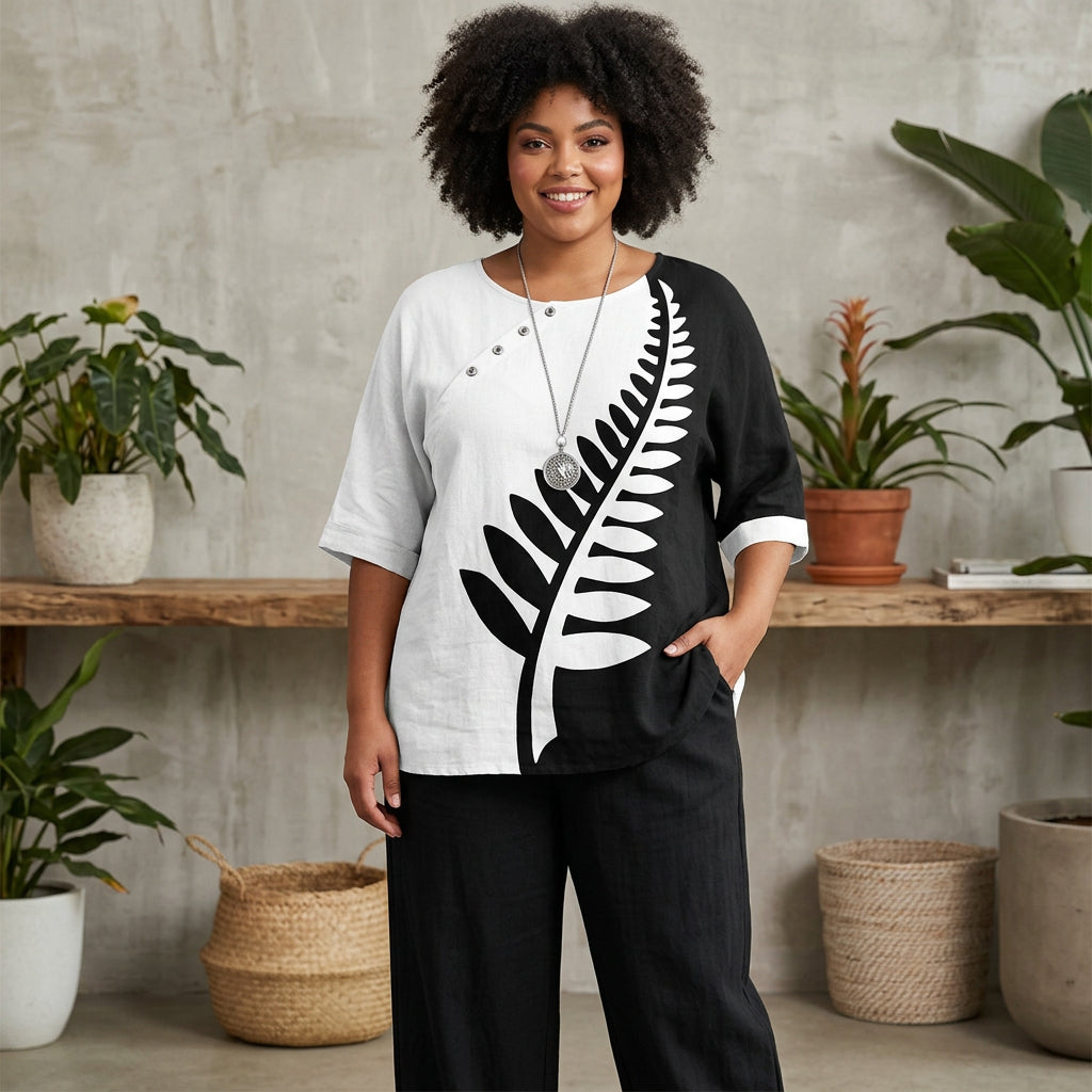 Claudette Printed Set: Effortless Everyday Comfort - Plus size model