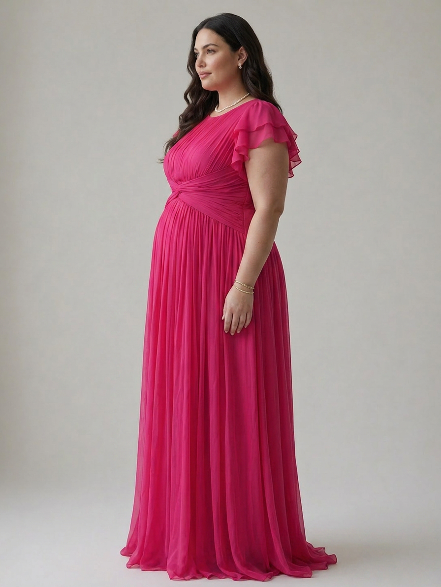 Stella & Grace™ | Pleated Evening Dress - Plus size model