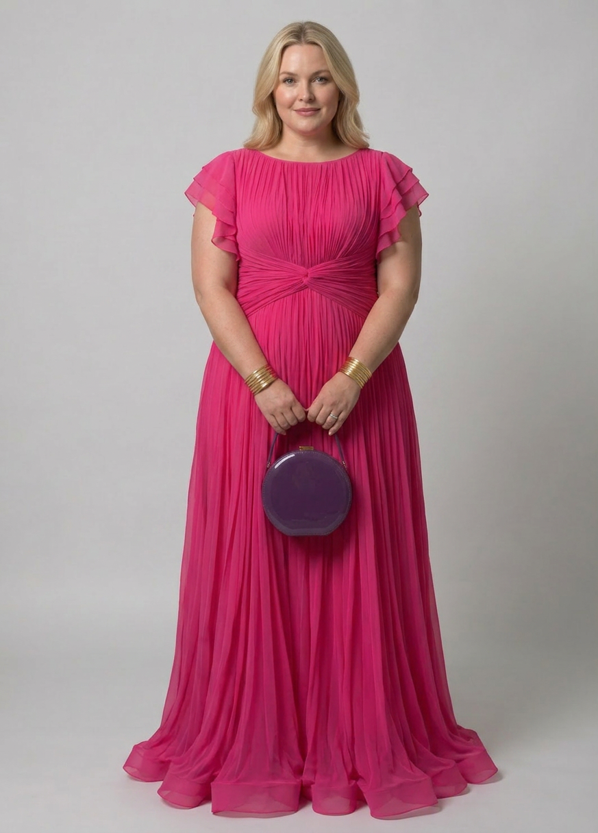 Stella & Grace™ | Pleated Evening Dress - Plus size model