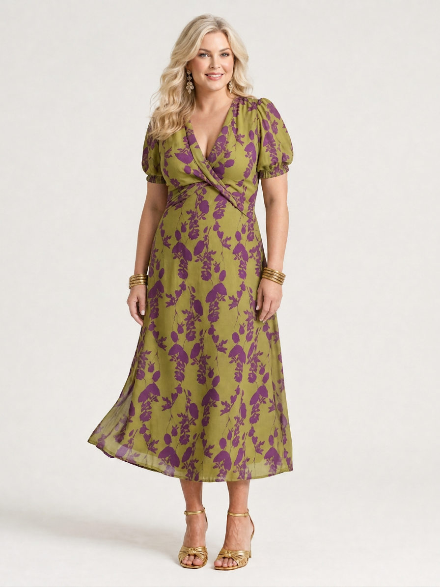 Virel | Relaxed Floral Midi Dress - Plus size model