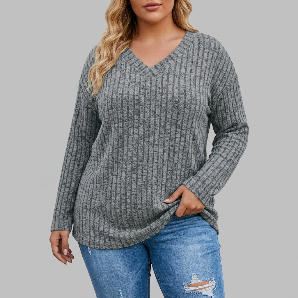 Calliope | V-Neck Long Sleeve Top - Plus size model