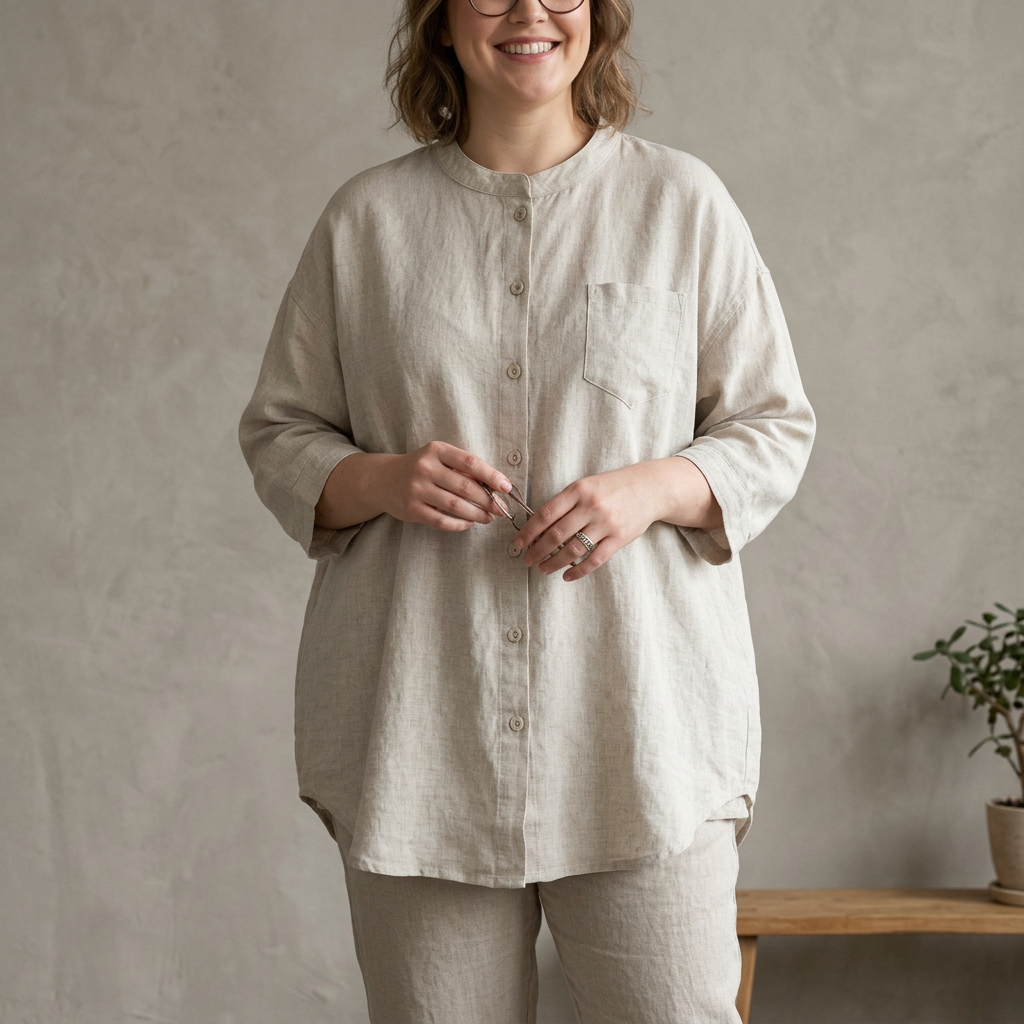 Brooks - Classic Pure Cotton Plain Shirt With Pocket - Plus size model