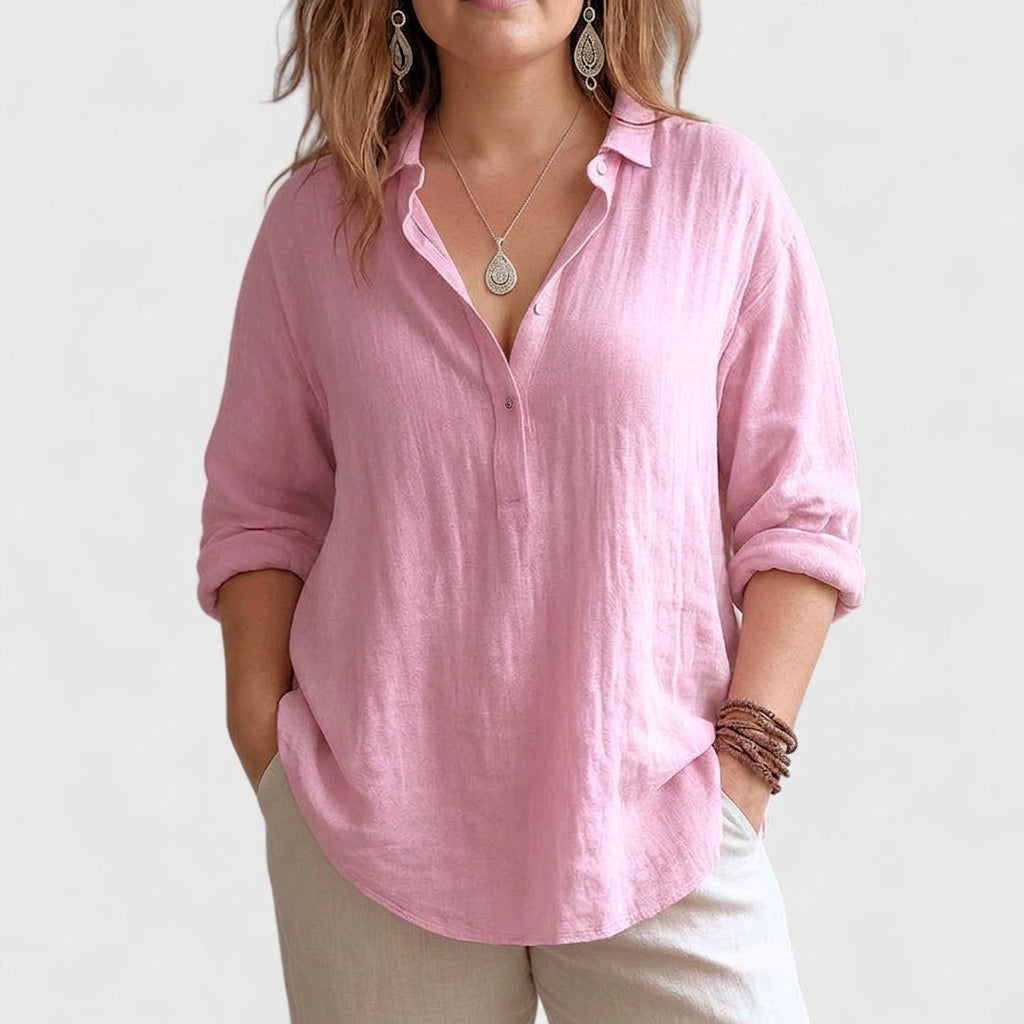 Franzina | Comfortable Linen Blouse - Plus size model