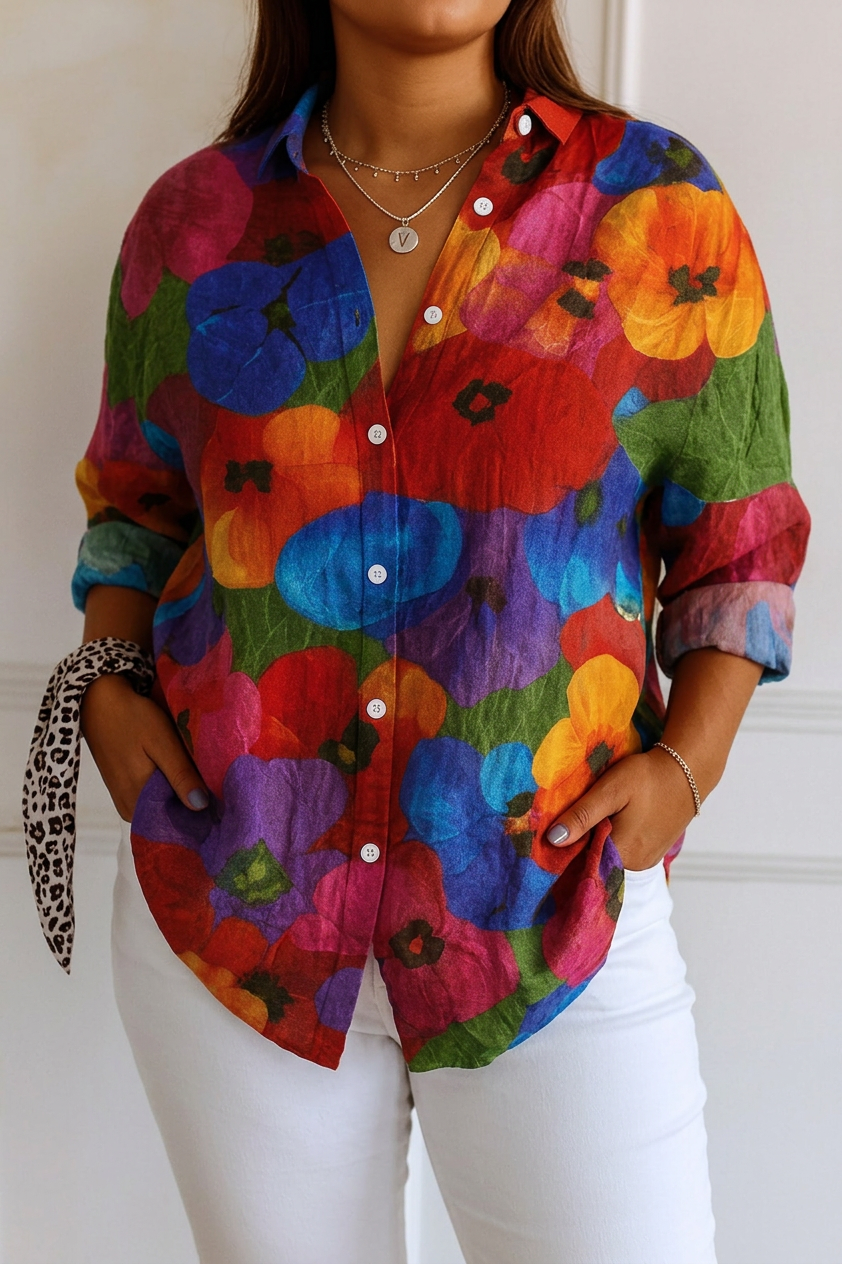 Zara | Patterned Blouse - Plus size model