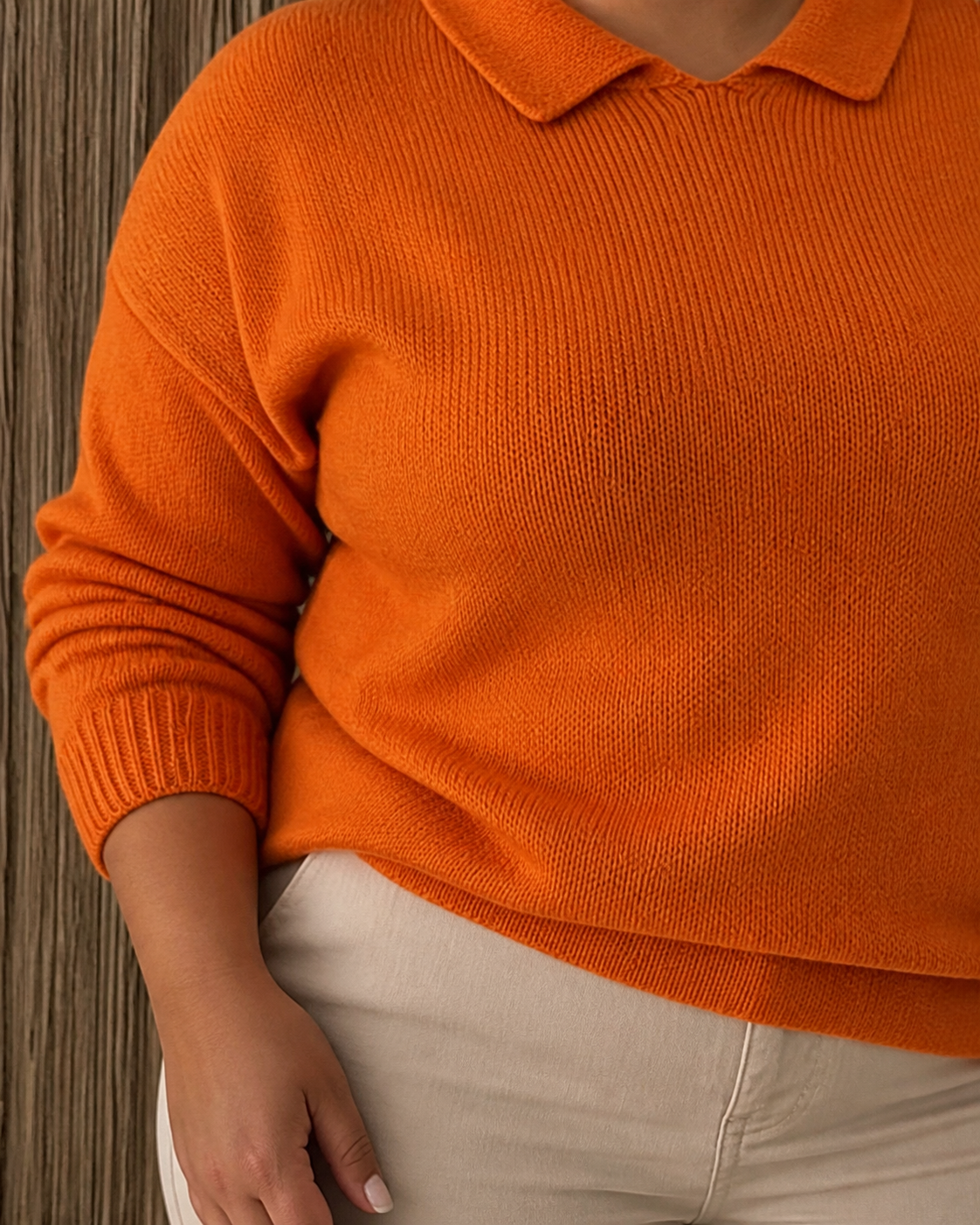 Vespera | Button Collar Cardigan - Plus size model