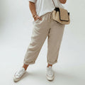 Lucie™ — Fluid Pants in Cotton and Linen Blend - Plus size model