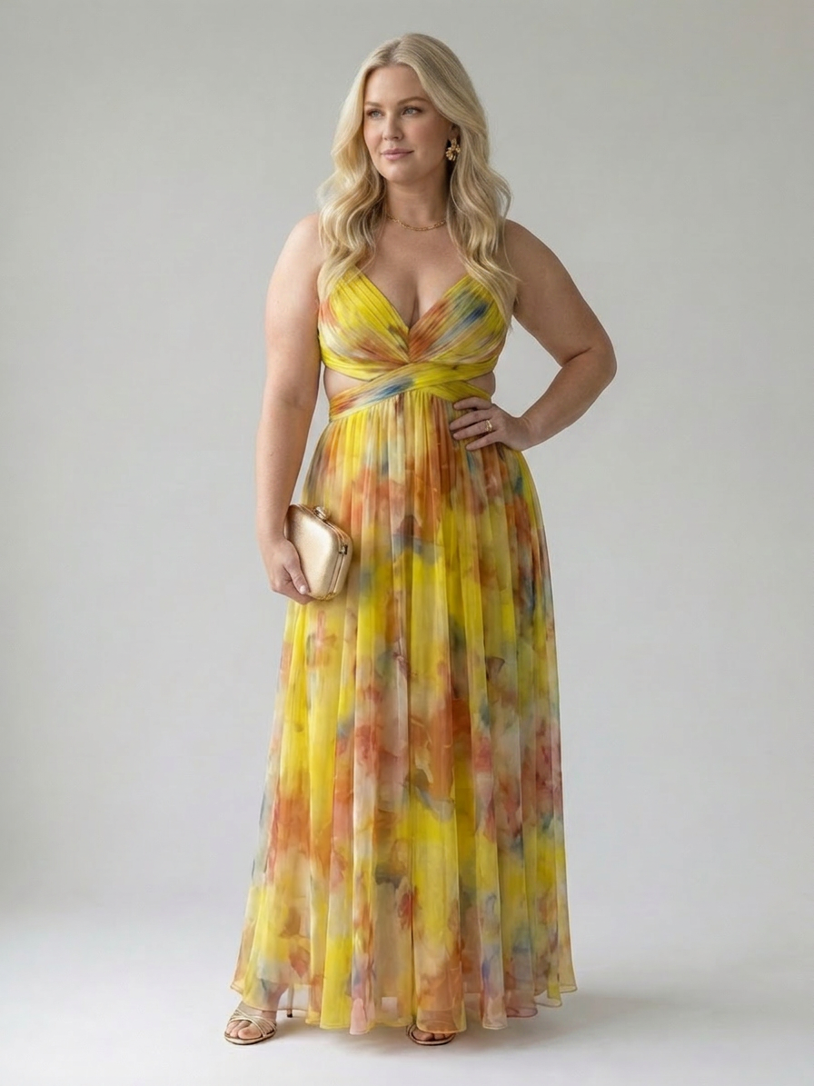 Stella & Grace™ | Soft Wrap Maxi Dress - Plus size model