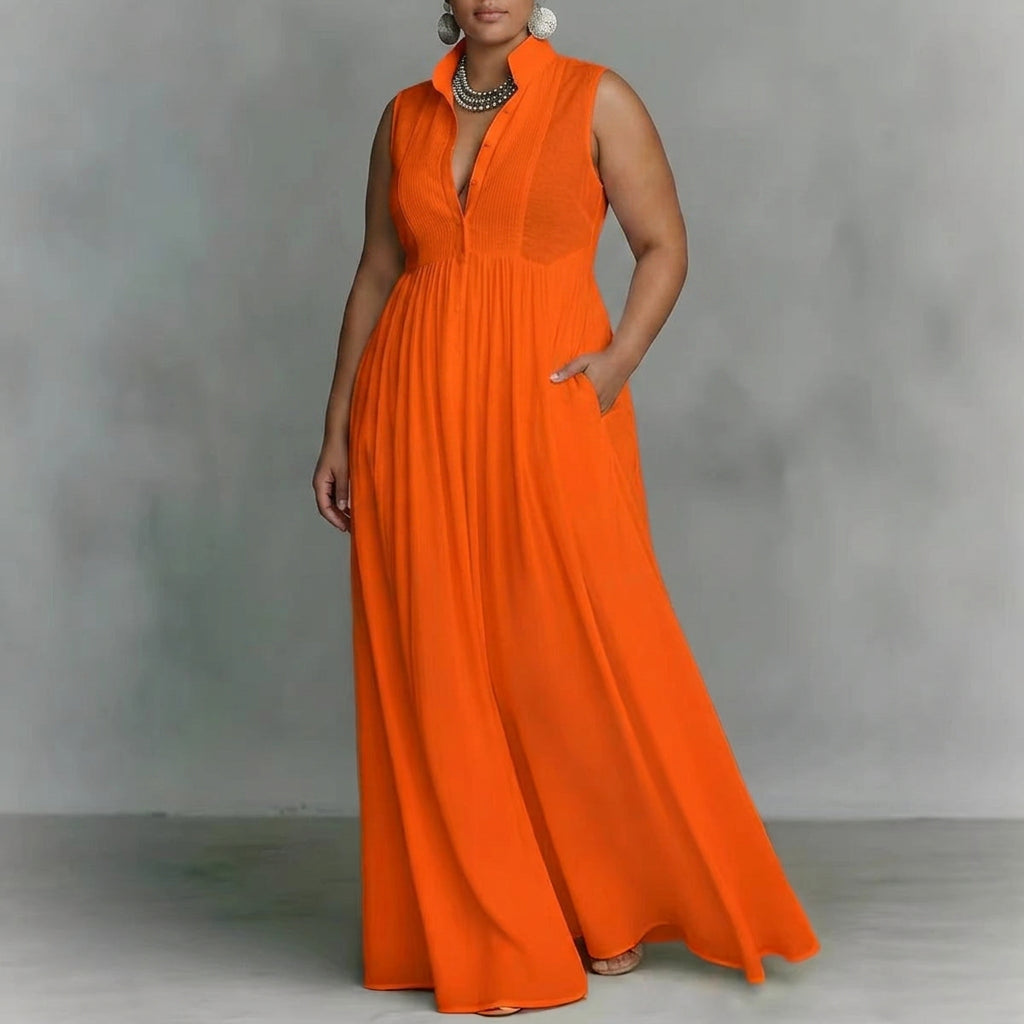 Amélie French Dress: Elegant Ribbon-Tie Charm - Plus size model