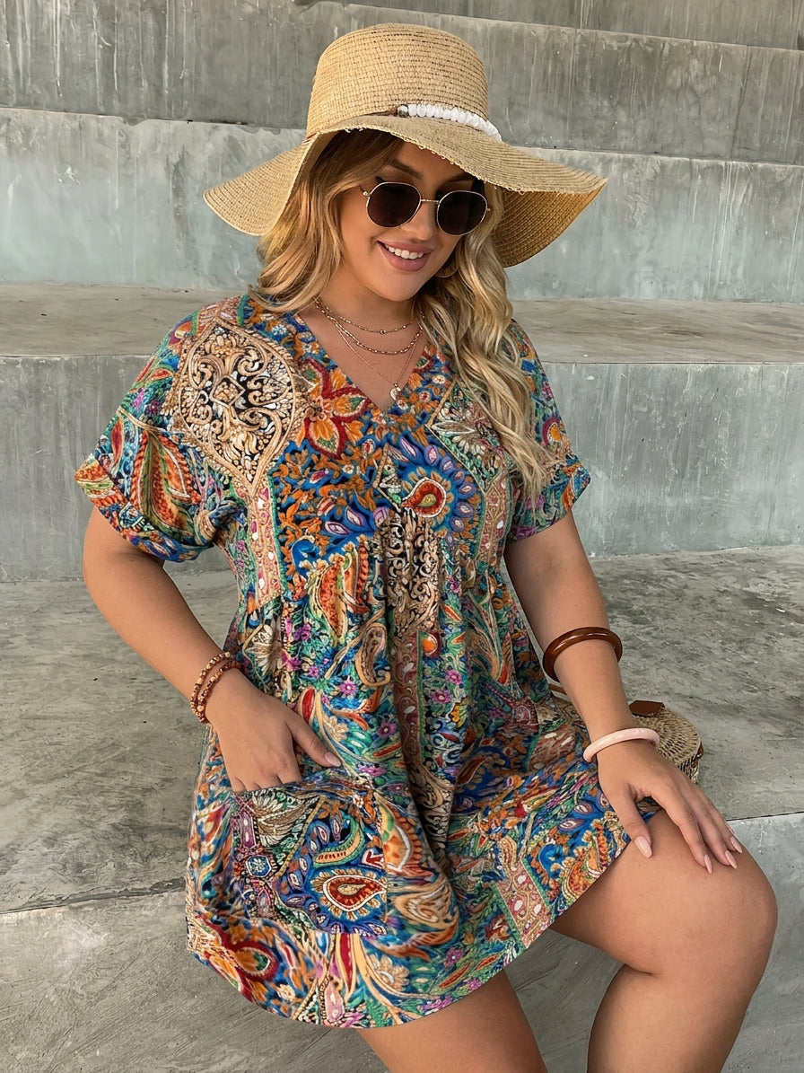 Bailey | Tropical Bohemian Jumpsuit - Plus size model