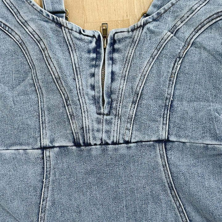 Megan | Vintage Wash Denim Bodycon Midi Dress