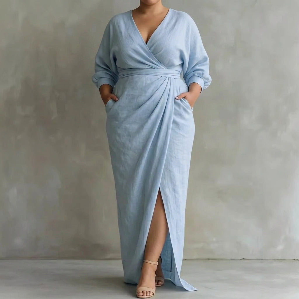Valentina Waist-Cinching Dress: Elegant Feminine Silhouette - Plus size model