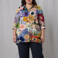 Élodie | Elegant Linen Summer Blouse - Plus size model