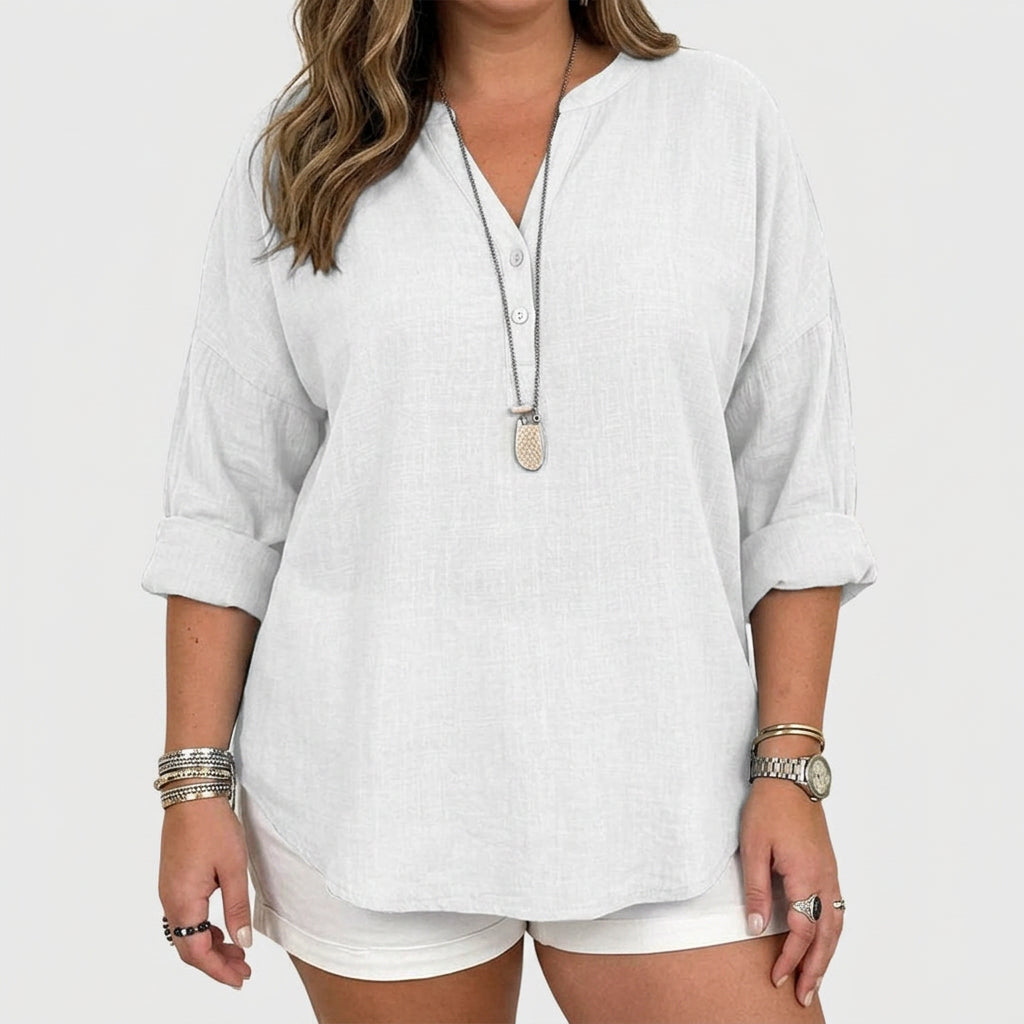 Lenara™ | Flowy Elegant Beach Shirt - Plus size model