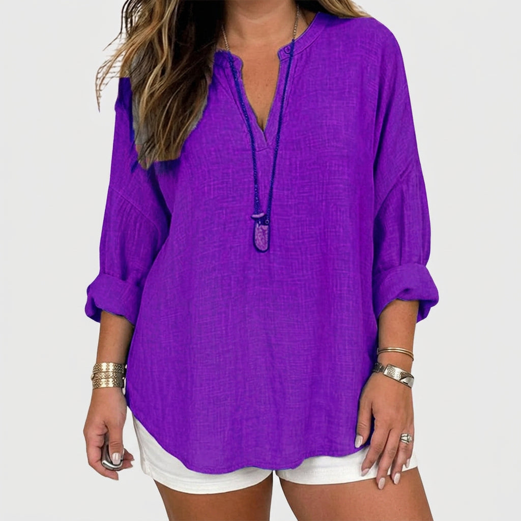 Lenara™ | Flowy Elegant Beach Shirt - Plus size model