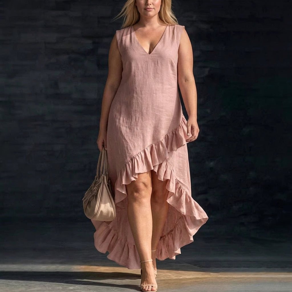Aria Cotton Linen Dress: Soft Everyday Comfort - Plus size model
